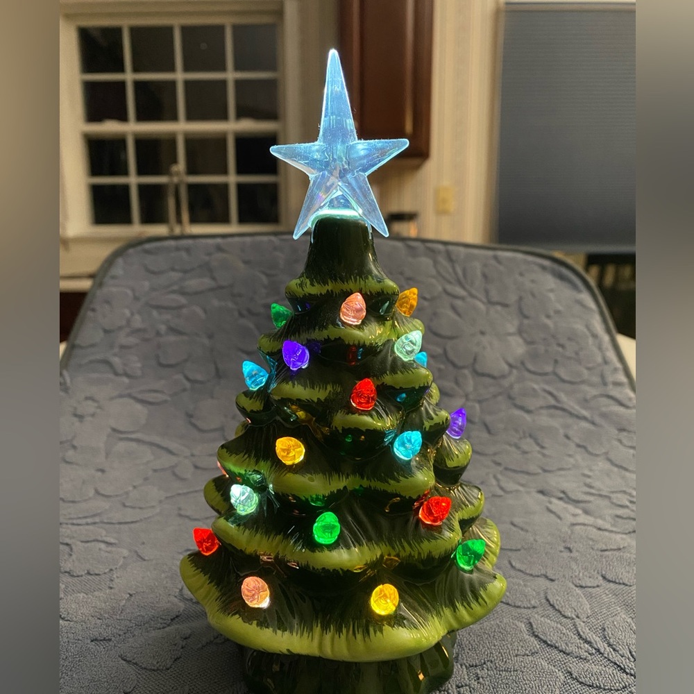 Colorful LED 8 inch Ceramic Christmas Tree